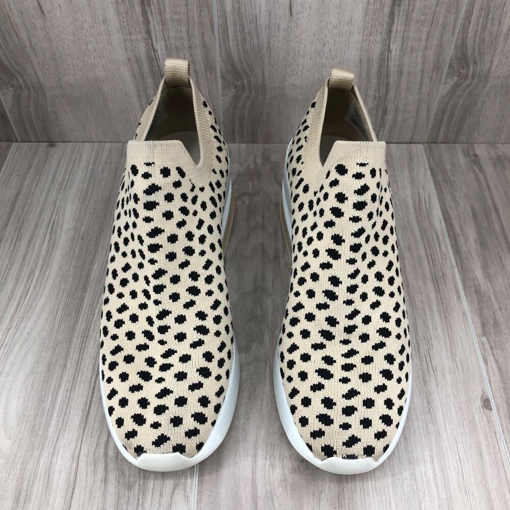 Gianni Bini Beige and Black Leopard Knit Slip-On Wedge Sneakers - Picture 5 of 11